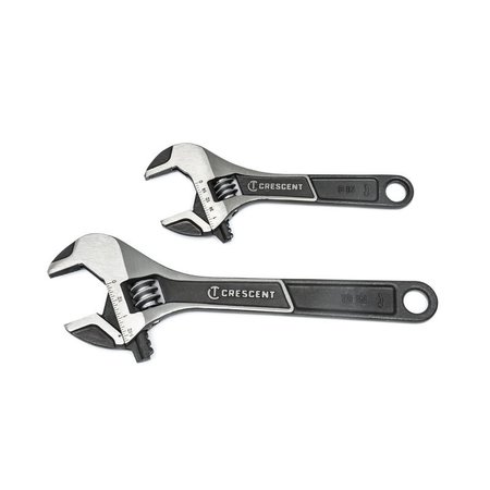 WELLER Crescent Metric and SAE Wide Jaw Adjustable Wrench Set Assorted in. L 2 pc ATWJ2610VS
